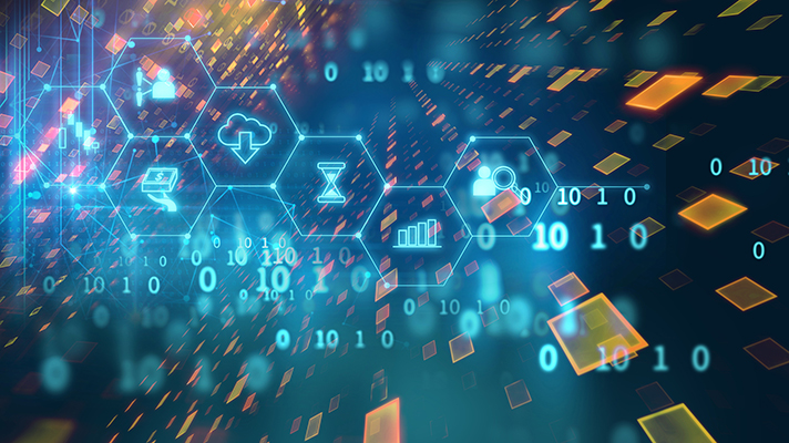 fintech icon on abstract financial technology background .